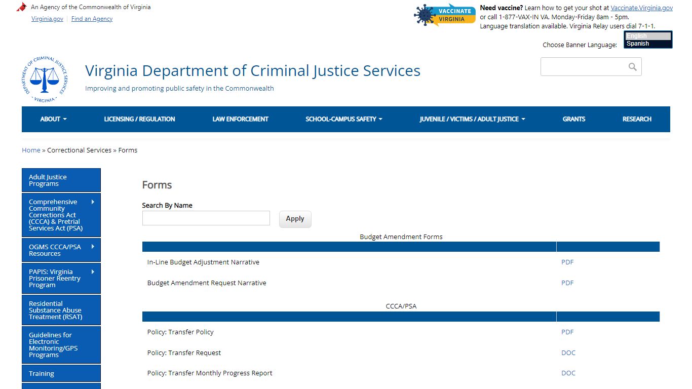 Forms | Virginia Department of Criminal Justice Services